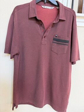 Travis Mathew Short-Sleeve Polo in Burgundy with Chest Pocket